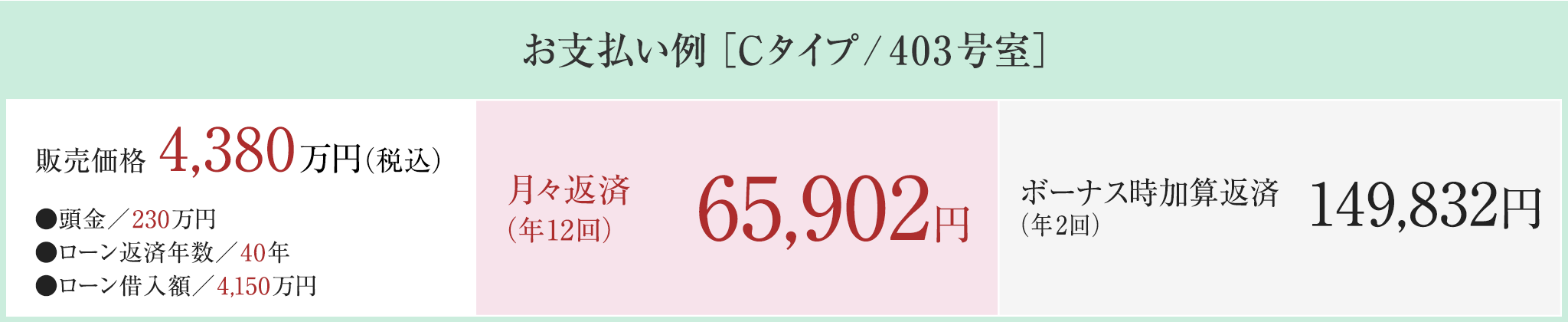 お支払い例 ［Cタイプ/401号室］